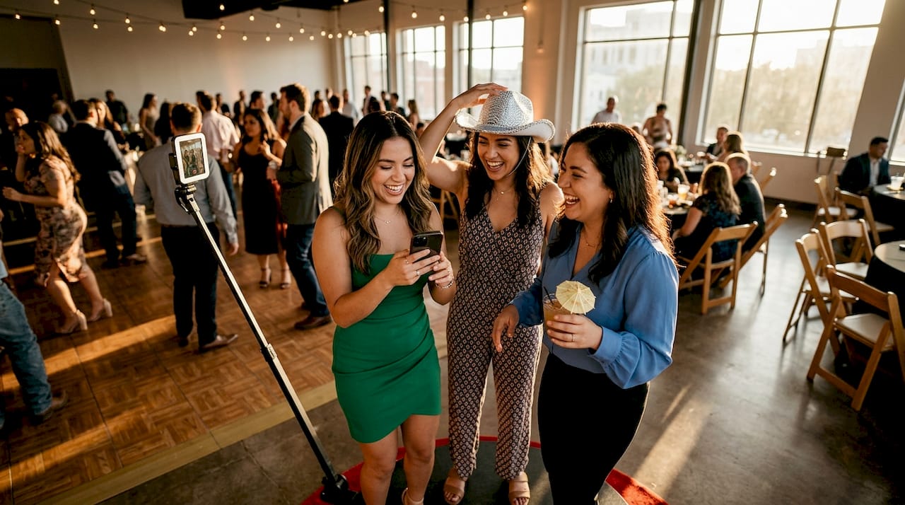 Guests enjoying 360 booth at San Antonio event