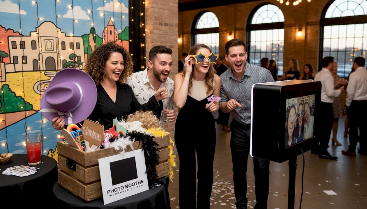 People enjoying open-air photo booth in San Antonio