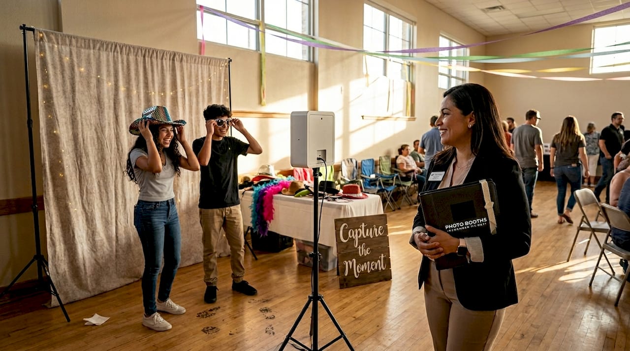 Event planner near photo booth at San Antonio community event