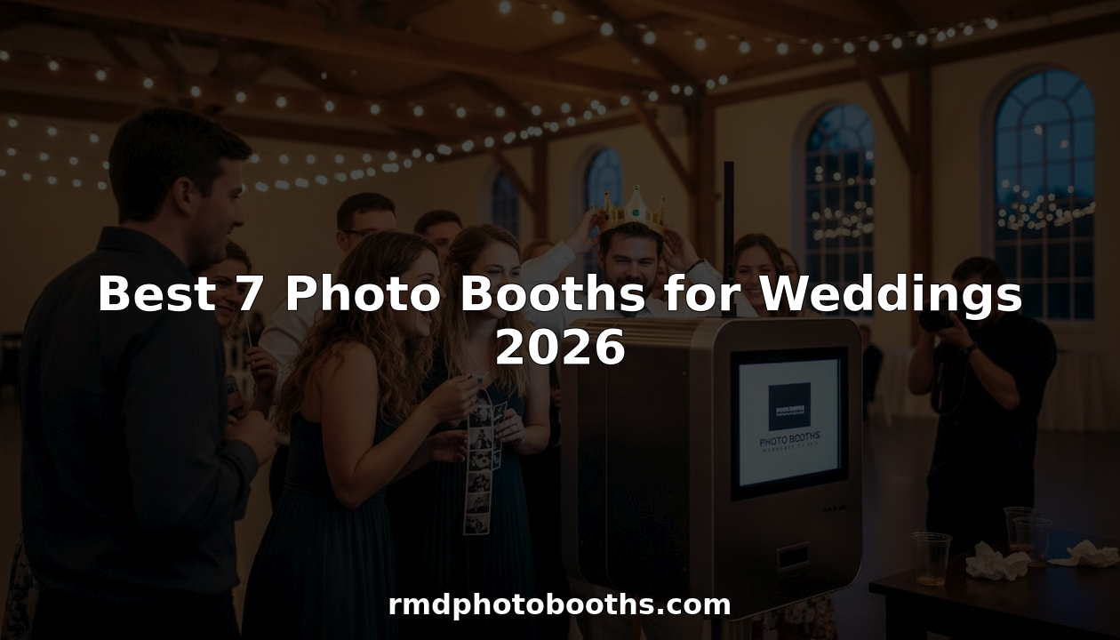 Wedding guests enjoying reception photo booth candidly