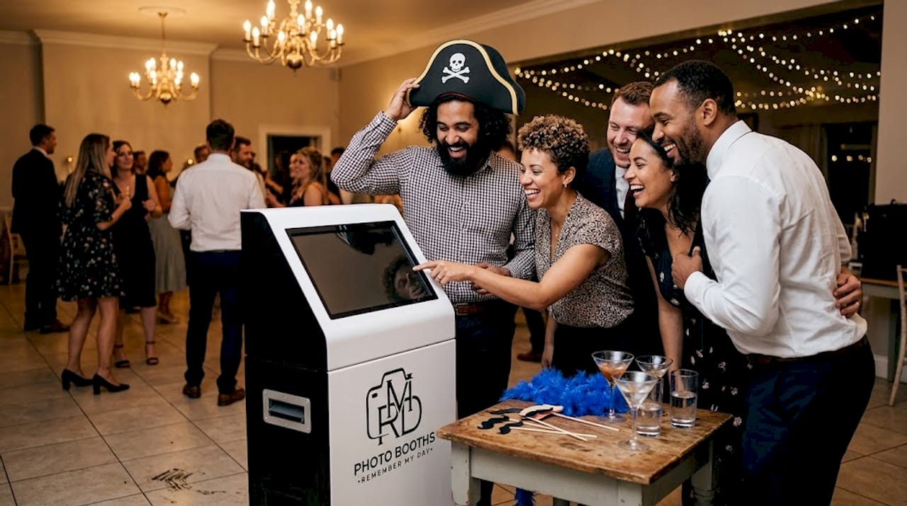 Guests enjoy lively moment at photo booth