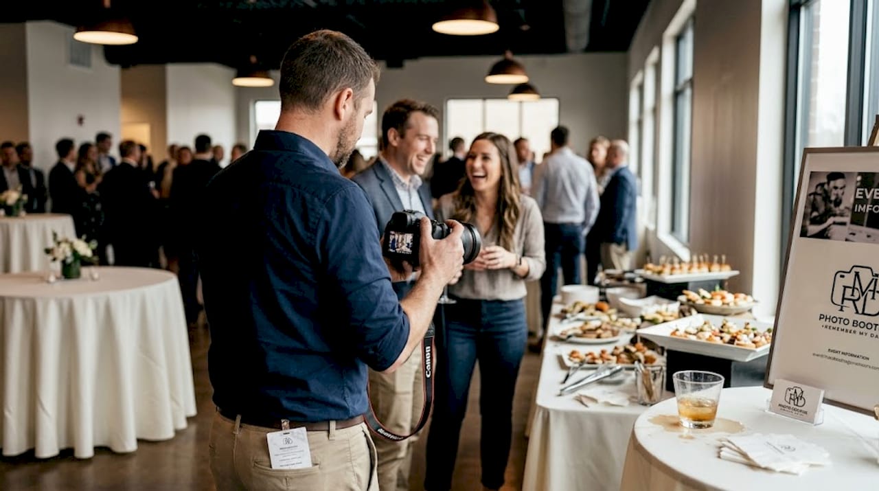 Roaming photographer capturing candid guests during event