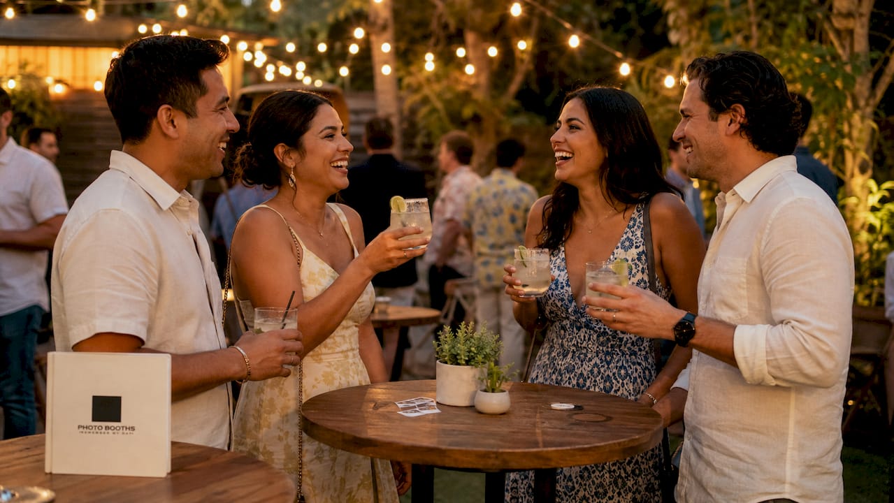 Group of diverse guests chatting at party