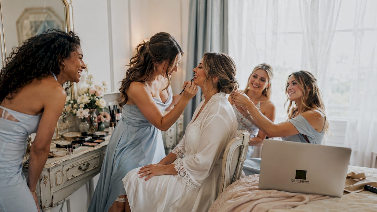Wedding guests enjoying elegant reception party