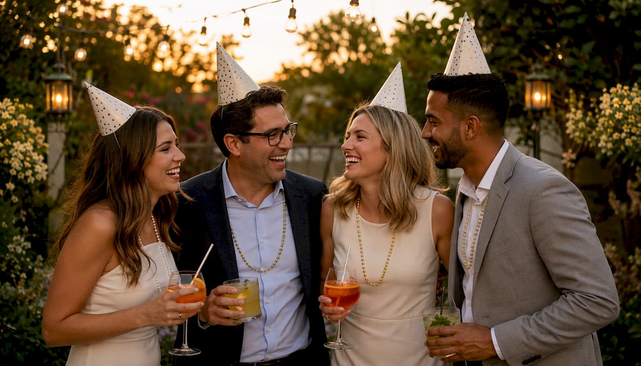 Guests celebrating at corporate party
