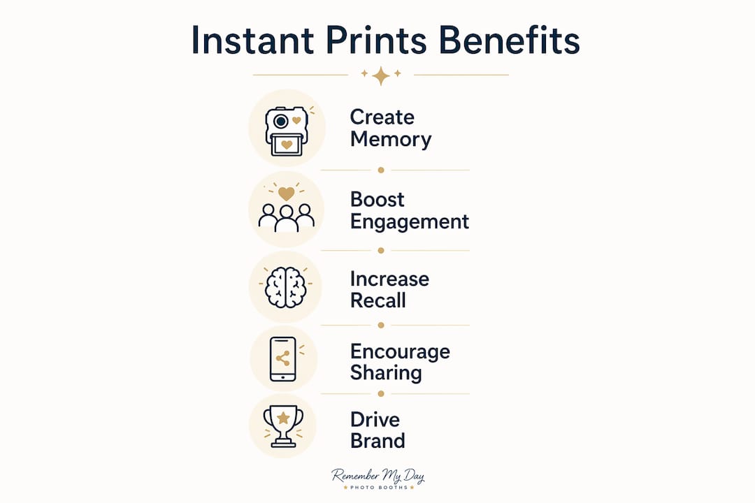 Infographic showing benefits of instant prints at events