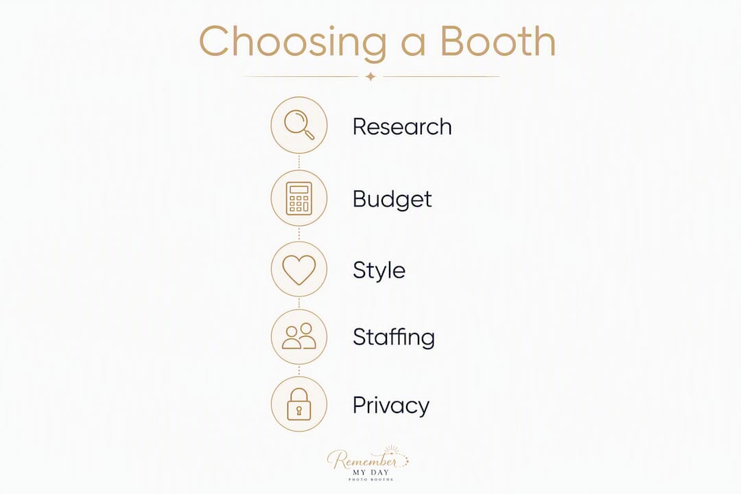 Infographic outlining steps to choose a photo booth