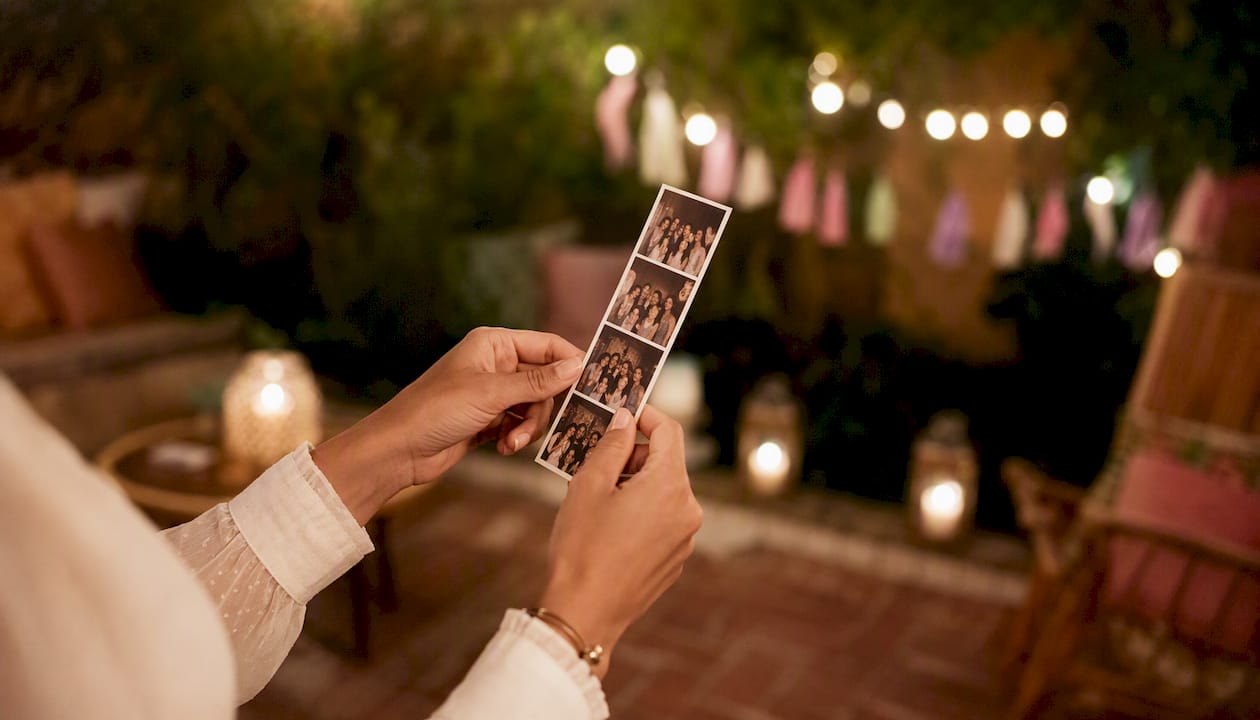 Hands holding photo strip keepsake
