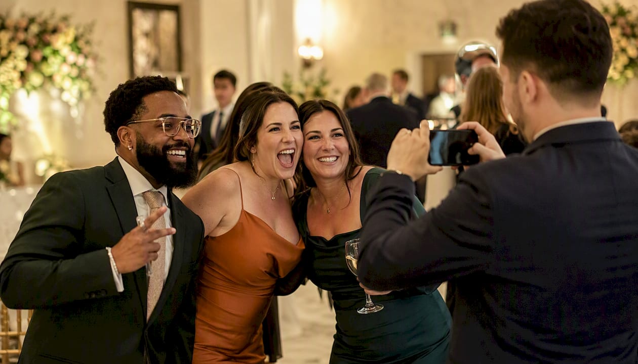 Guests taking photos at a party