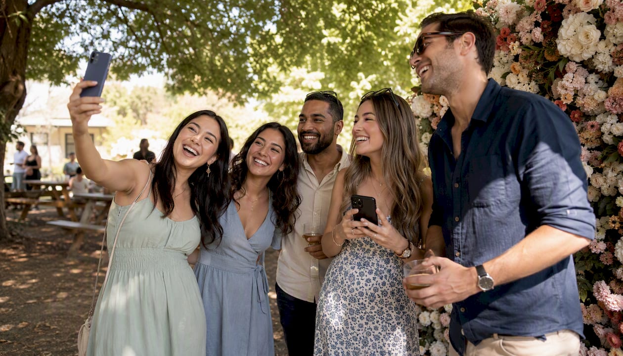 Guests capturing photos at event activation